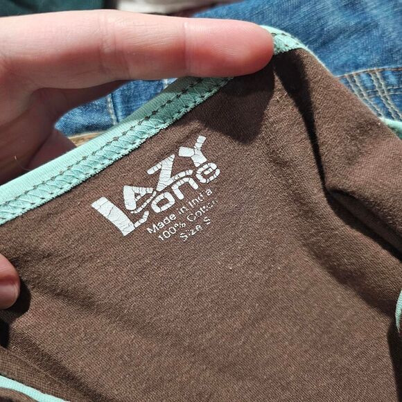 y2k lazy one brown with blue bear baby  tee - Picture 4 of 4